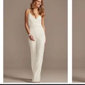 David's bridal white jumpsuit on sale